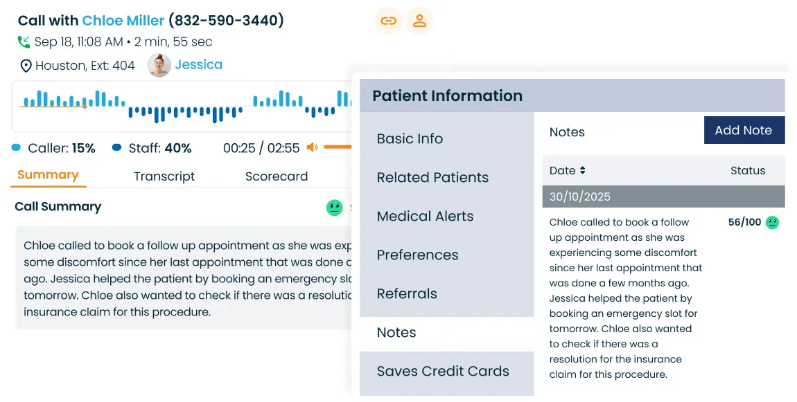Call summaries auto-post in the EHR
