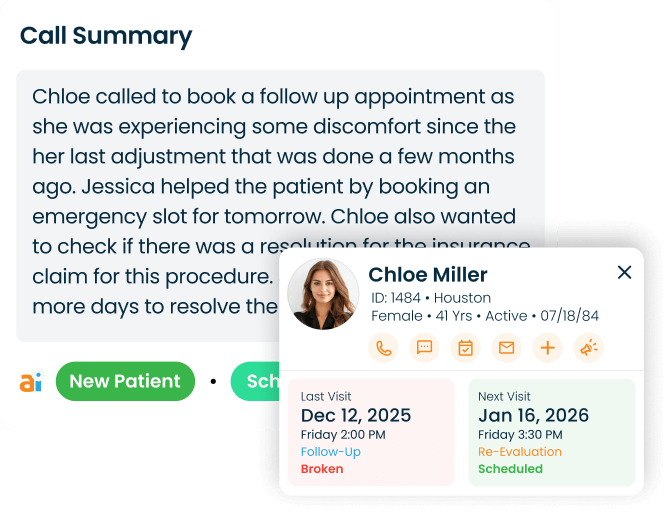 Call summaries attach to the patient record