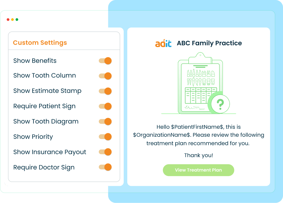 Customizable treatment plan software