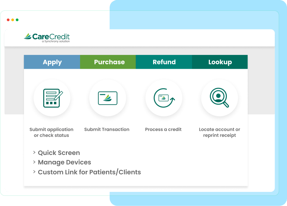 Help patients apply for a CareCredit card in seconds