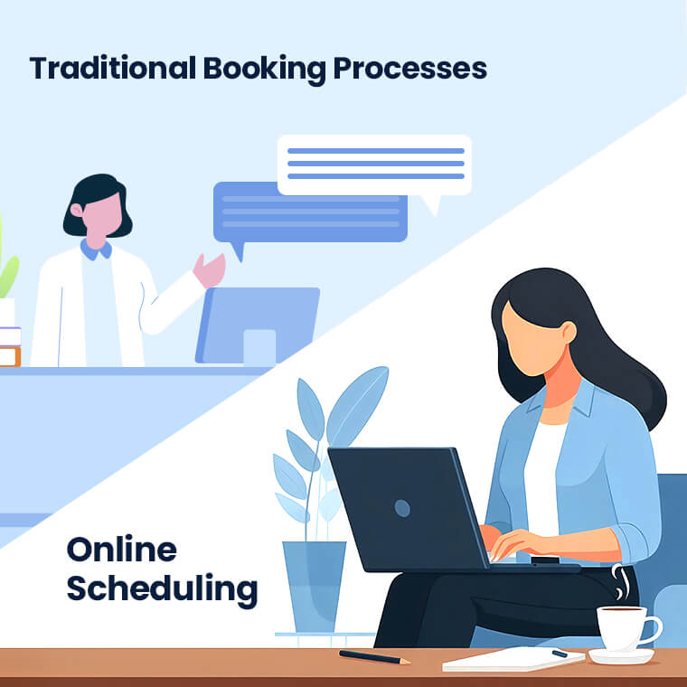 Online Scheduling vs. Traditional Booking Processes