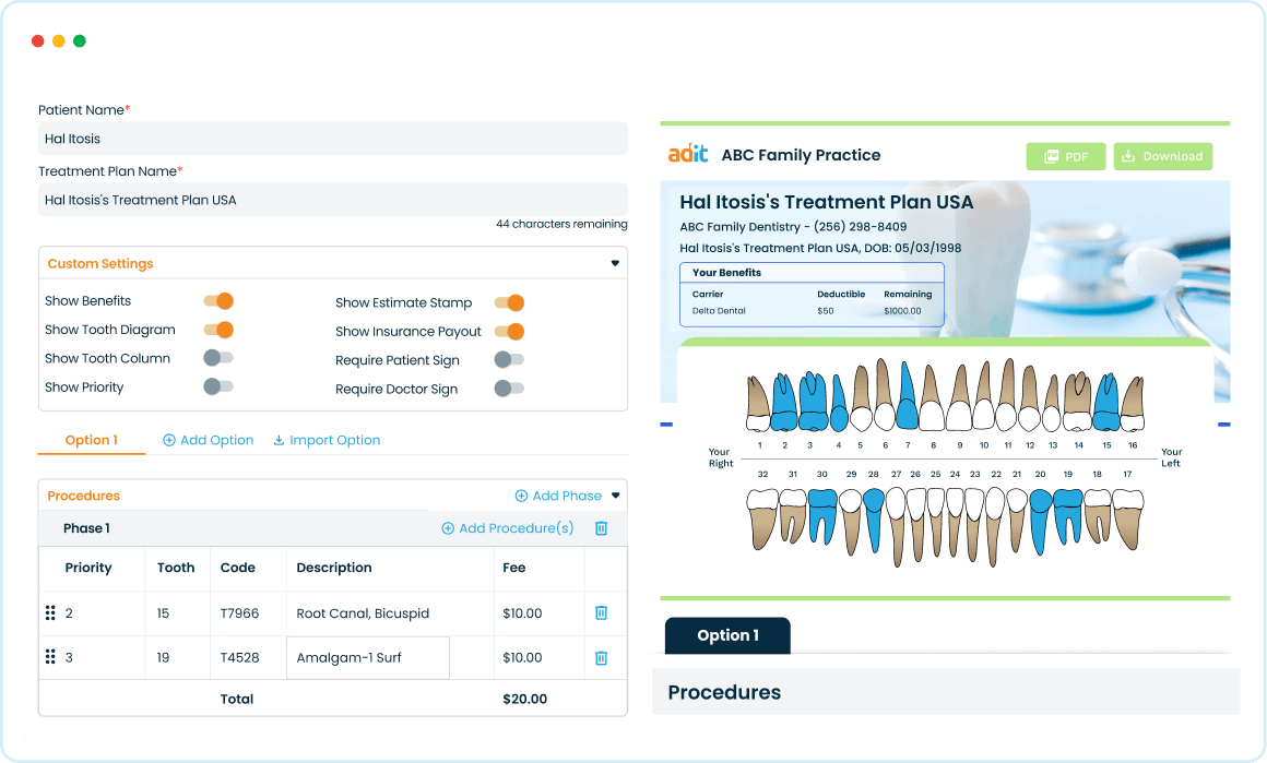 Increase treatment acceptance with  treatment plan software
